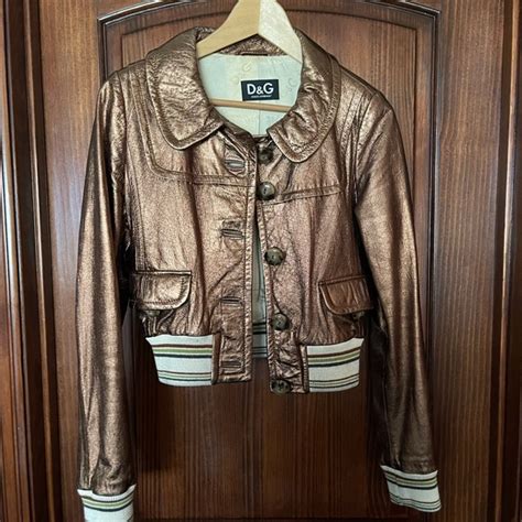 dolce gabbana women's leather jacket jewel buttons brown